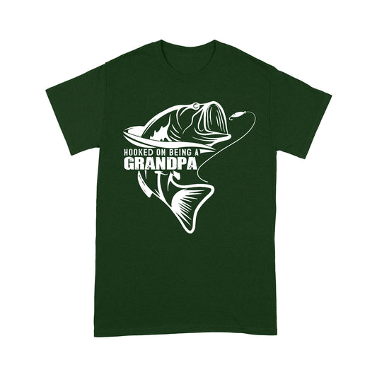Grandpa Fishing Shirt, Hooked on being a Grandpa, Funny Fishing Gift for Grandpa D02 NQS1335 T-shirt
