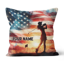 Load image into Gallery viewer, Watercolor Usa Flag Custom Golf Pillow Personalized Patriotic Golf Gifts LDT1175