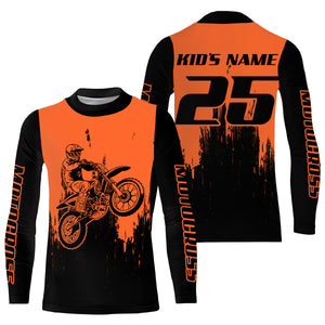 Custom motocross jersey orange UPF30+ kids men women dirt bike extreme enduro motorcycle off-road NMS1026