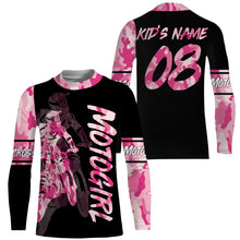 Load image into Gallery viewer, MotoGirl personalized jersey UPF30+ motocross girl pink camo dirt bike riding shirt women bikers NMS1022
