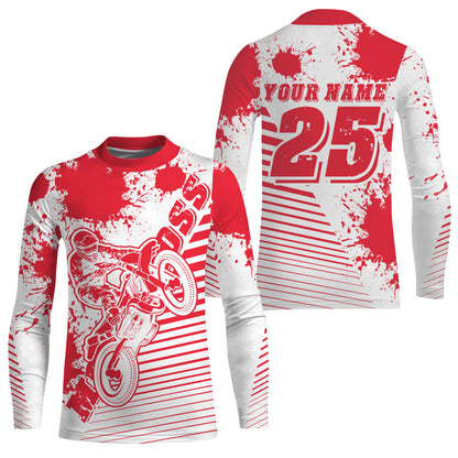 Kids men women jersey for MX custom UPF30+ red off-road Motocross racing shirt dirt bike racewear PDT107