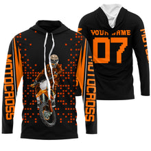 Load image into Gallery viewer, Adult kid personalized motocross jersey UPF30+ orange dirt bike racing off-road motorcycle riders NMS983