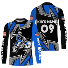 Load image into Gallery viewer, Flag American kid men women custom UPF30+ MX jersey blue dirt racing shirt motorcycle racewear PDT49