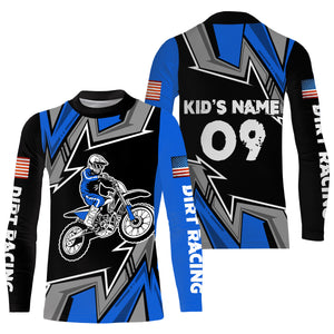 Flag American kid men women custom UPF30+ MX jersey blue dirt racing shirt motorcycle racewear PDT49
