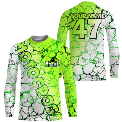 Motocross green neon custom MX jersey UPF30+ kid men women biker extreme dirt racing motorcycle PDT47