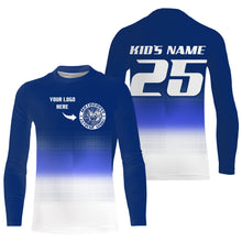 Load image into Gallery viewer, Custom logo motorcycle racing jersey UPF30+ adult kid blue motocross off-Road dirtbike riders NMS1019