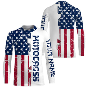 Kid&Adult personalized Motocross jersey American flag Anti UV dirt bike racing motorcycle racewear| NMS917