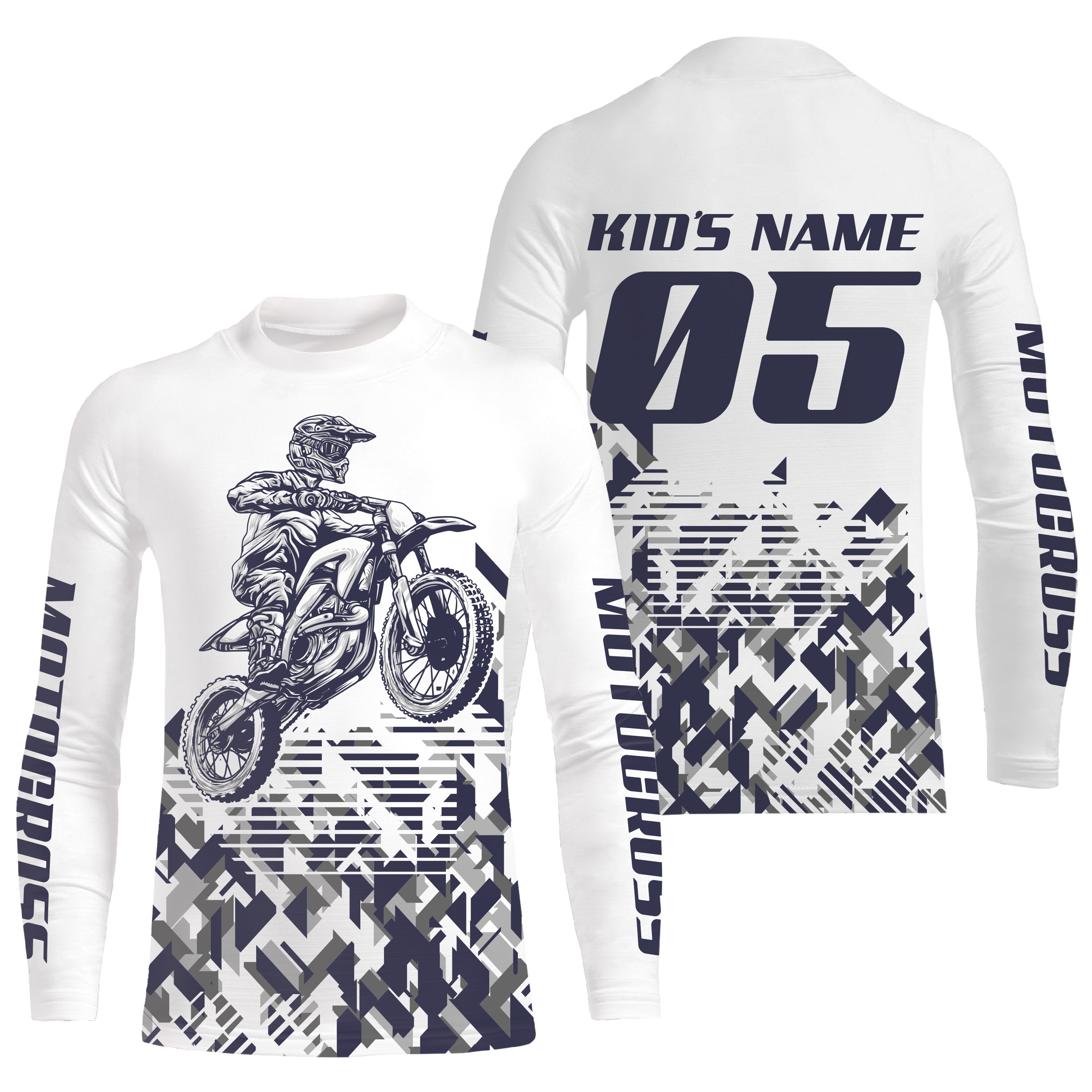  Kid Motocross Jersey Personalized UPF 30+, Dirt Bike Motorcycle  Off-Road Racing Youth Long Sleeves| NMS365 : Automotive