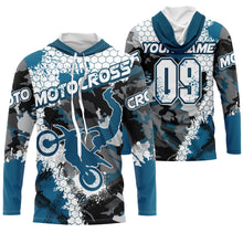 Load image into Gallery viewer, Women men kid custom Motocross jersey UPF30+ blue camo MX extreme biker racing off-road motorcycle PDT74