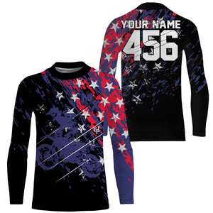 Personalized dirt bike jersey American flag adult&kid UPF30+ Motocross MX Racing off-road shirt| NMS912