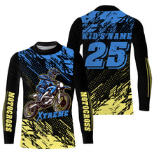 Load image into Gallery viewer, MX jersey custom blue Motocross for kid men women UPF30+ dirt bike racing shirt off-road racewear PDT101