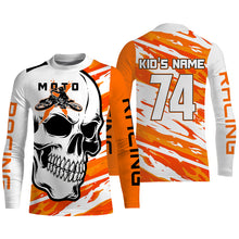 Load image into Gallery viewer, Skull MotoXjersey custom motocross UPF30+ adult kid orange dirt bike racing motorcycle racewear NMS995