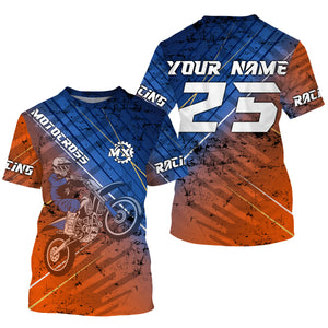 Motocross jersey for men women kids orange custom dirt bike racing UPF30+ off-road riding shirt PDT115