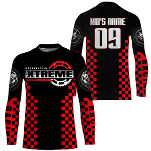 Red Motocross jersey custom kid men women UPF30+ dirt bike riding extreme MX shirt motorcycle PDT95