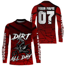 Load image into Gallery viewer, Custom MX racing jersey red Dirt All Day UPF30+ men women kid extreme biker motorcycle shirt PDT87