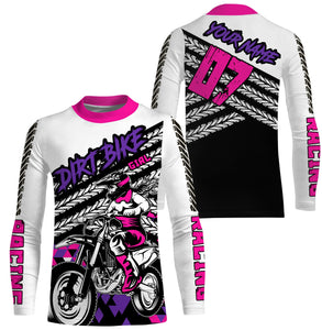 Biker girl pink custom MX jersey UPF30+ dirt bike kid adult Motocross racing shirt motorcycle PDT60