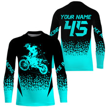 Load image into Gallery viewer, Turquoise MX racing jersey personalized motocross UPF30+ adult&amp;kid dirt bike off-road motorcycle| NMS876