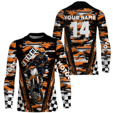 Load image into Gallery viewer, Kid adult orange custom MX jersey UV protective Motocross for youth racing biker off-road shirt PDT69