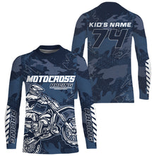 Load image into Gallery viewer, Men women kids jersey for dirt bike custom UPF30+ blue motocross racing xtreme off-road motorcycle PDT102