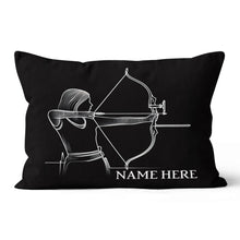 Load image into Gallery viewer, Customized Women Archer Line Drawing Black Pillow, Archery Pillow Gifts TDM0855