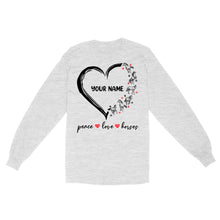 Load image into Gallery viewer, Peace love horses tattoo customized name horse shirt for girl, horse shirts D06 NQS2908 - Standard Long Sleeve