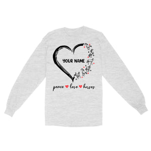 Peace love horses tattoo customized name horse shirt for girl, horse shirts D06 NQS2908 - Standard Long Sleeve