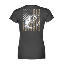 Load image into Gallery viewer, Bass Camouflage USA Flag bass fishing love fishing - Standard Women&#39;s T-shirt
