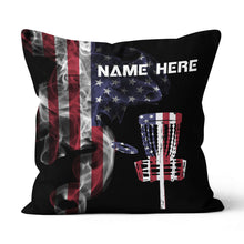 Load image into Gallery viewer, Smoky American Flag Patriotic Disc Golf Pillow Customized Disc Golf Gift LDT1180