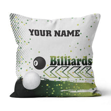 Load image into Gallery viewer, Personalized Green 8 Ball Billiard Pillow Custom Pool Cue Billiard Gifts VHM0851