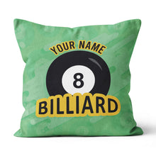 Load image into Gallery viewer, Personalized Green 8 Ball Billiards Pillow Custom Gifts For Pool Players VHM0844