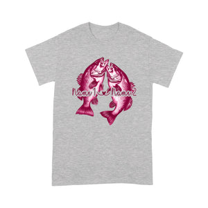 Custom His Her Name Bass Fishing T Shirts Matching Couple Fishing Shirt | Pink IPHW5805