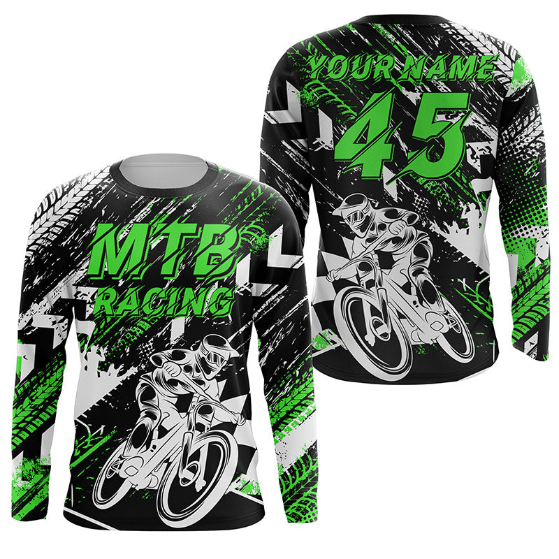 MTB riding jersey adult kids UPF30+ green mountain bike downhill cycling shirt for boys girls| SLC245