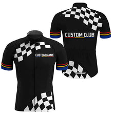 Load image into Gallery viewer, Black Mens cycling jersey UPF50+ custom name bike shirt breathable cycling tops with pockets &amp; zip| SLC244