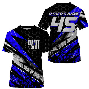 Customizable Motocross jersey kid men women UPF30+ off-road dirt bike blue MX racing shirt PDT264