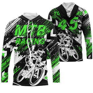 MTB riding jersey adult kids UPF30+ green mountain bike downhill cycling shirt for boys girls| SLC245