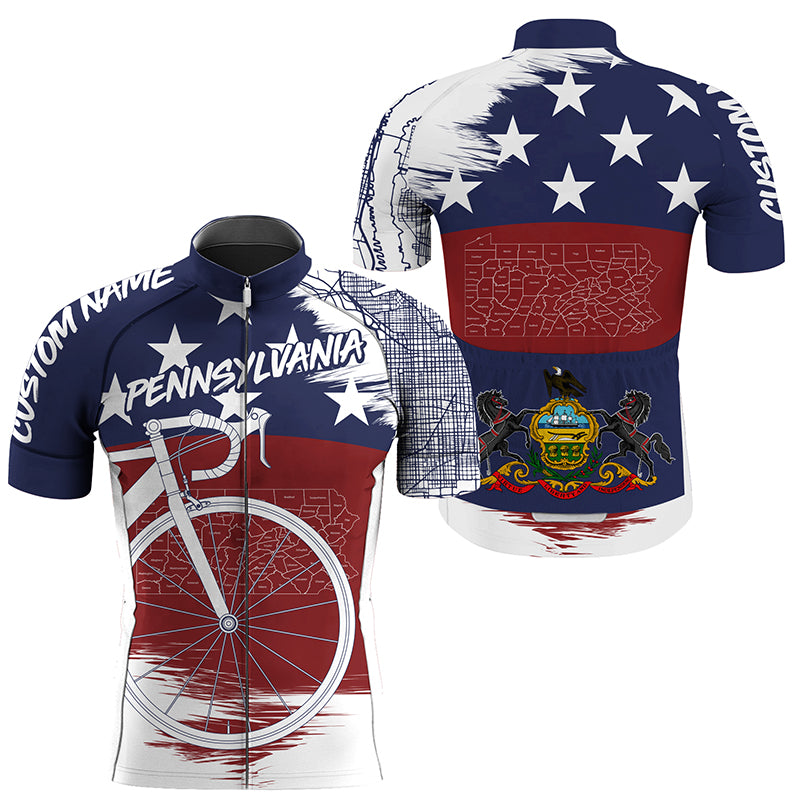 Pennsylvania men women cycling jersey UPF50+ USA bike shirts with 3 pockets bicycle clothes| SLC205