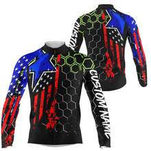 Load image into Gallery viewer, Mens American cycling jersey with 3 pockets Custom name USA bike shirts UPF50+ bicycle clothes| SLC210