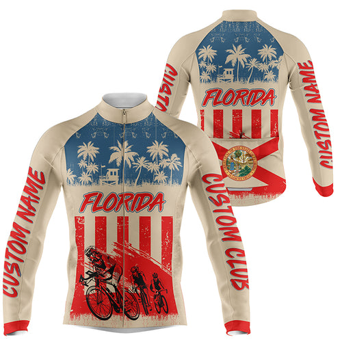 Florida cycling jersey mens UPF50+ bike shirt FL cycling tops with pockets Florida MTB BMX shirt| SLC243