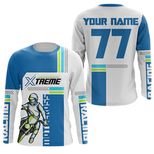 Load image into Gallery viewer, Extreme personalized blue Motocross jersey kid men women UPF30+ off-road biker MX racing shirt PDT267