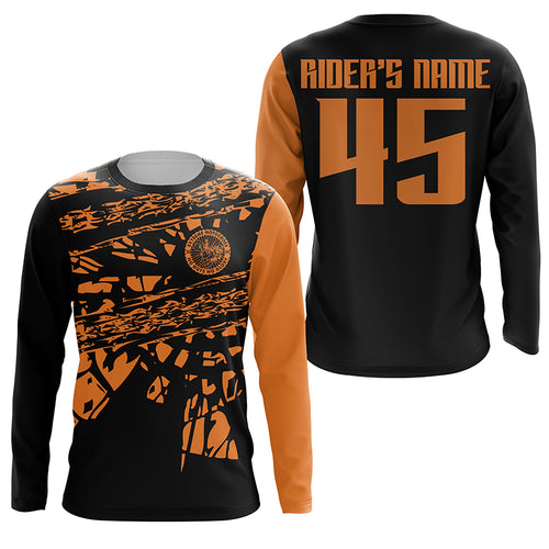 Orange Motocross Jersey Custom Number UPF30+ No Guts No Glory MX Racing Dirt Bike Jersey NMS1203