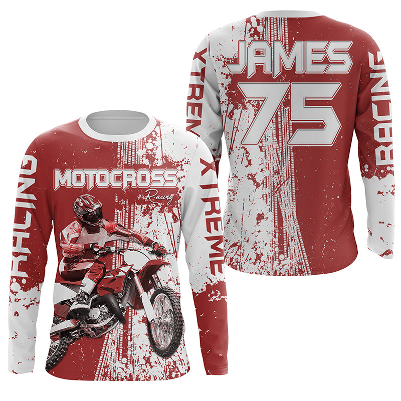 Custom Red Motocross Jersey Kid Men Women UV Protective MX Biker Racing Xtreme Motorcycle Shirt PDT385