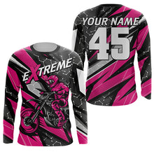 Load image into Gallery viewer, Pink dirt bike jersey youth boys girls UPF30+ biker off-road extreme Motocross shirt motorcycle PDT291