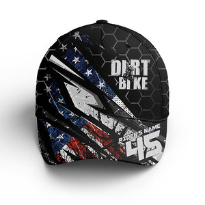 American Flag Dirt Bike Hat - Custom Motocross BWB Hat Skull Cap Biker Off-Road Patriotic CDT09