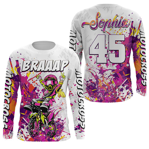 Brap Girl Personalized Motocross Jersey UPF30+ Women Biker MX Racing Off-road Dirt Bike Shirt NMS1195