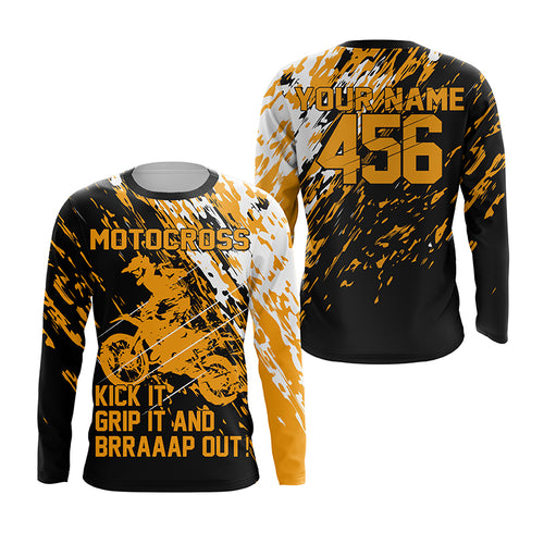 Personalized Dirt Bike Jersey Adult&Kid UPF30+ Orange Motocross MX Racing Off-Road Motorcycle NMS1241