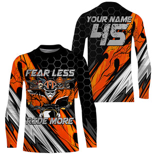 Personalized Motocross Jersey UPF30+ Kid Adult Fear Less Ride More Dirt Bike Motorcycle Shirt NMS1231