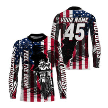 Load image into Gallery viewer, Patriotic Motocross Jersey UPF30+ Feel The Berm Custom American Flag MX Racing Shirt NMS1236