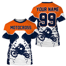 Load image into Gallery viewer, Personalized MX jersey UPF30+ kid men women dirt bike racing orange motocross off-road shirt PDT262