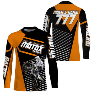 Personalized MotoX Jersey UPF30+ Orange Dirt Bike Racing Motocross Off-Road Motorcycle Shirt NMS1220