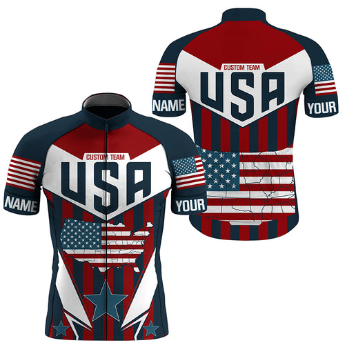 American cycling jersey Men with 3 pockets UPF50+ USA bike shirt Custom reflective bicycle clothes| SLC200